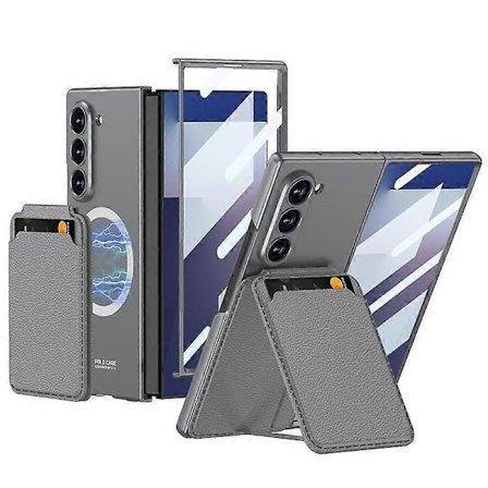 GKK Integrert Magnetisk Sammenleggbart Kortspor Telefondeksel For Samsung Galaxy Z Fold7 5G Grå