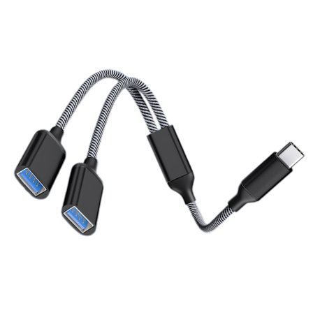 USB splitterkabel, type C hann til 2 hunner skjøteledningskontakt, USB-port Hub Data & Lader Power Split Adapter