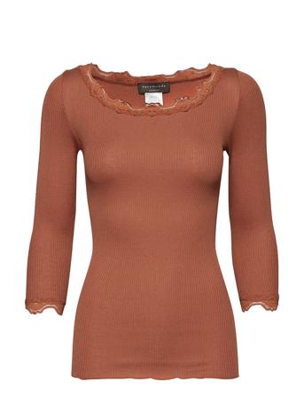 Silk T-Shirt Boat Neck Regular W/Vi T-shirts & Tops Long-sleeved Orange Rosemunde