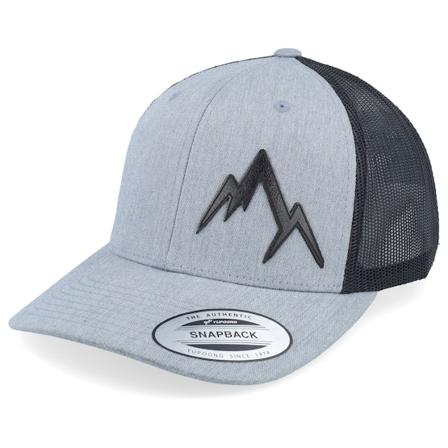 Wild Spirit - Small Engraved Mountain Heather Grey/Black Trucker Trucker Grey Cap - @ Hatstore