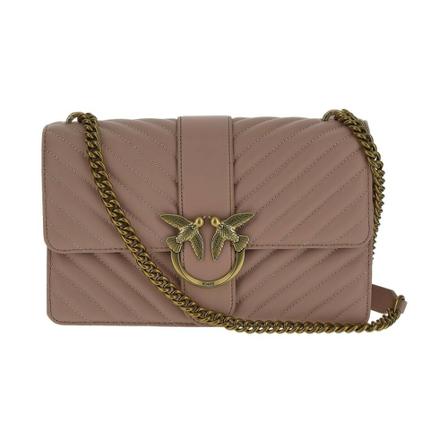 Pinko, Clic Icon Chevron Nappa Shoulder Bag Bruin, Dames, Maat:ONE Size