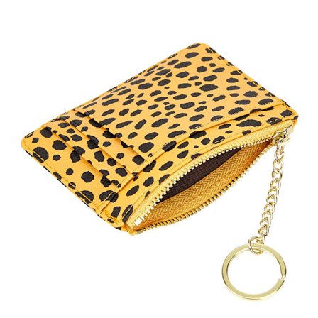 Kvinners 8-korts slanke minimalistiske kortholderetui Kortholder Lommebok Nøkkelring Frontlomme Veske Mini Kredittkort Etui, Guldot