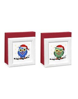 Broderi Ugglor i tomteluvor 2-pack till servetthållare