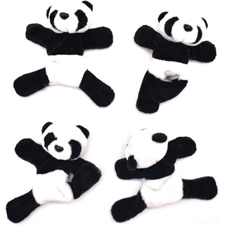 4 stk. Panda køleskabsmagnet, sød blød plys panda 3D køleskabsmagnet