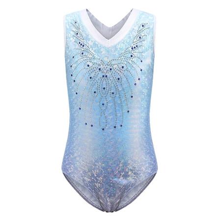 Jenters ermeløs danseklær gymnastikk trikot ballett trikot (5-6 år lyseblå)