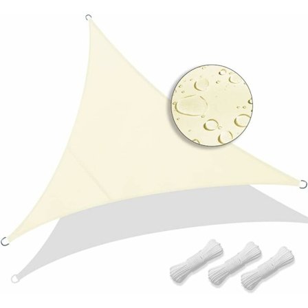 Trekantet skygge seil vanntett UV-beskyttelse 95% polyester motstandsdyktig og pustende for hage terrasse med tau 2x2x2m(beige)