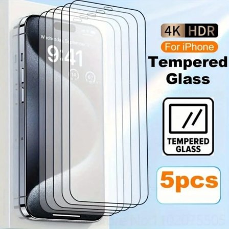 5-pack 9H Hårdhet Härdat Glas för IPhone 13 Promax 16E 17/16/15/14 Promax HD Klar Skärmskydd 12 11 Promax 15 Plus Filmer