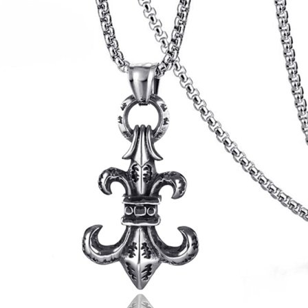 Oxiderat silver Fleur De Lis halsband, 18"