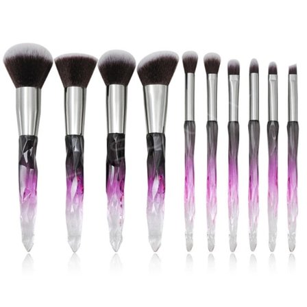 Makeupborstar Kristallhandtag Kosmetisk Borste Set 10st