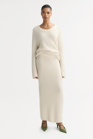 Soft Goat - Boucle Skirt - L - Ivory