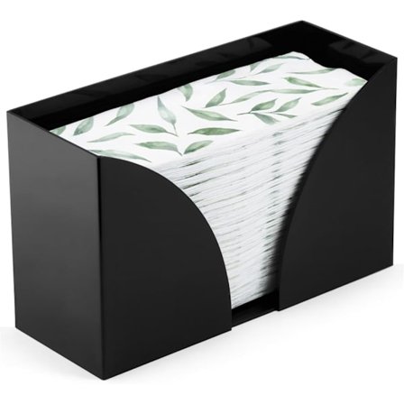 Sort Akryl Papirhåndkleholder for Benkeplate - Rektangulær Dispenser & Tissue Box Cover for C-Fold/Z-Fold/Multifold Servietter (Baderom)