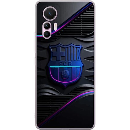 Kompatibel Mobilcover til Xiaomi 12 Lite FC Barcelonas klubemblem i neonblåt og rosa med futuristisk metallisk design