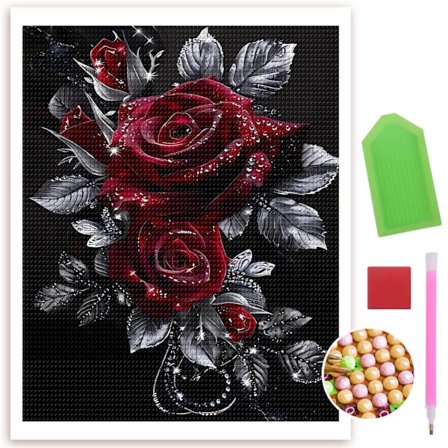 Mørke roser Diamant Kunst Sæt DIY Maleri for Voksne DIY Rund 5D Mal med Diamanter Billeder Fuld Drill Diamant Kunst Sæt for Begyndere Vægdekoration