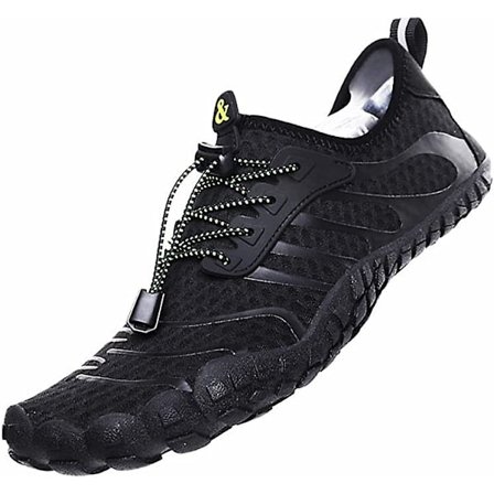 Badesko, strandsko, dame- og herresko for stranden, hurtigtørkende dreneringshull, badesko, sjøsko, surfesko, bassengsko svart