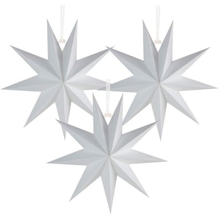 Jul 9 Hörnppapper Stjärnor Semesterfest Dekorationer 30CM (Vit) 3 Stycken