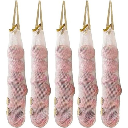 Hængende net opbevaringsposer 5 pakke løgposer net hvidløg netposer