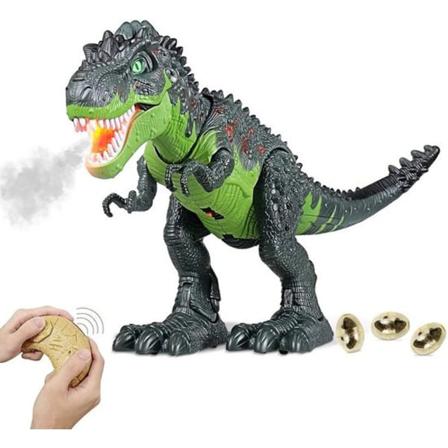 Dinosaurieleksak Med Led-fjärrkontroll För Barn, Dinosaurieleksak Tyrannosaurus Rex Med Dinosaurieägg Som Går, Vrålande, Glödande Ögon, Rökstrålar Och