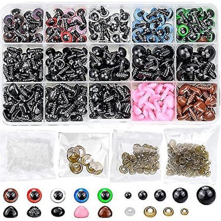 560 stk Farverige Sikkerhedsøjne og Næser til Stoppede Legetøj