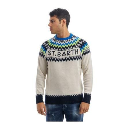 MC2 Saint Barth, Round-neck Knitwear Wit, Heren, Maat:M