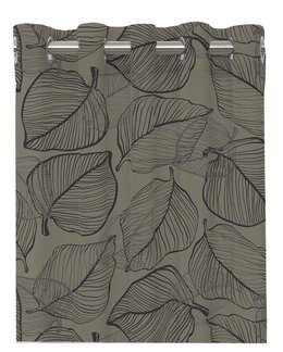 Rengasverho Hugo, jossa painettu lehtikuvio, 2 kpl Kaki