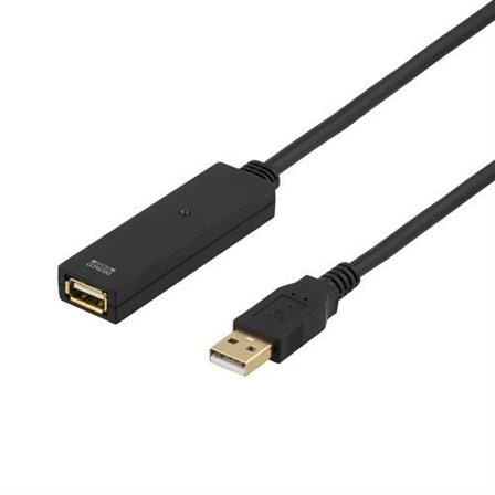 Deltaco USB2-EX15M - USB-forlengelseskabel - USB (hunn) til USB (hann) - USB 2.0 - 15 m - aktiv - svart