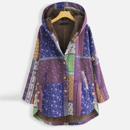 Kvinnor Button Down Ytterkläder Hooded Overcoats