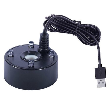 Mist Maker, USB-port 4 farger LED-lys Mini Mister Tåkefogmaskin, Innendørs Fontene Hage Dam Vann F (LGL)