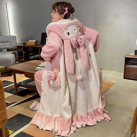 2024-2022 Vinter Kawaii Sanrio Pyjamas Animation Kuromi Cinnamoroll My Melody Vaskeklud Plysch Varme og Behagelige Pyjamasbukser Sæt XL 168-173CM