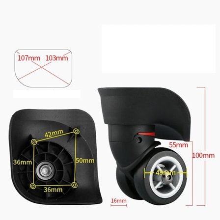 Drejeligt bagagehjul Universalhjul SORT M