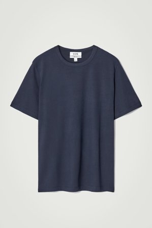COS Men's Regular Brushed-Cotton T-Shirt in Blue