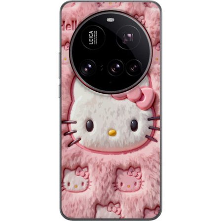 Kompatibelt Mobildeksel til Xiaomi 15 Ultra Hello Kitty rosa fluffy bakgrunn med ikoniskt ansikt og kawaii-estetikk