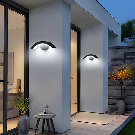 2-pakning utendørs 24W vegglamper, aluminium, IP65 vanntett, kaldhvit 6000K, for hage og terrasse