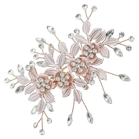 Morsiamen häähiusviini hiuskoriste kukka hiuskoriste kristallipääkoriste kimmeltävät helmi strassi hiuskoristeet naisille ja tytöille (ruusukulta)