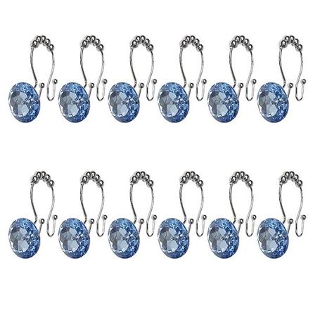 12 stk Rustfrie Dobbelkroker Glide Dusjring Henger For Både Dusjforheng Og Fôr (rustfritt Blue 9*3.6cm