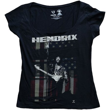 Jimi Hendrix Dam/Kvinnors Peace Flag Bomull T-shirt XL Svart