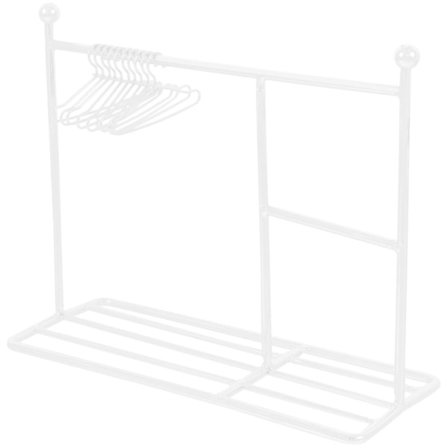 1 sett mini kleshengere display Mini hus klesstativ Miniatyr møbelpynt Hvit 15X12X5,5cm White 15X12X5.5CM