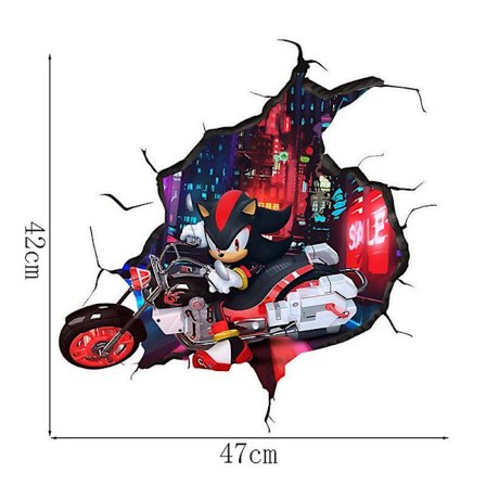 Sonic The Hedgehog Wall Sticker Kids Room Graffiti Decoration 3d Broken Wall Cartoon Game Sticker Removable Pvc-jex90050:47cm*47cm