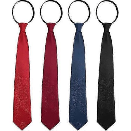 4 Stykker Ferdigknyttede Glidelåsslips for Menn, Formelt Business-slips, Silkeslips til Bryllup, Slips i Flere Farger for Bryllup og Begravelser, 