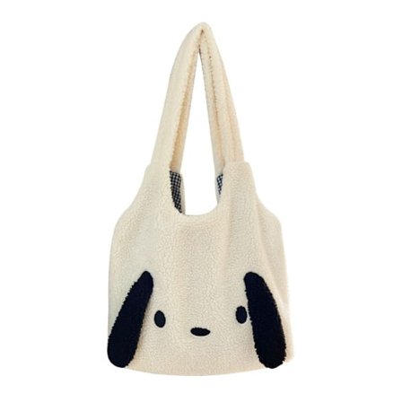Fluffy Skuldertaske Plys Tote Taske HVID