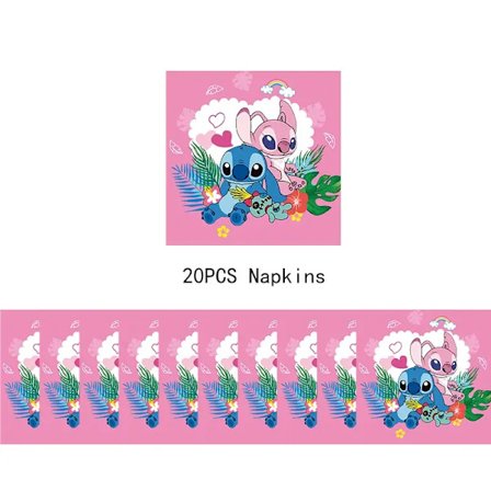 Disney Lilo Stitch Födelsedagsfest Dekoration Barn Stitch Tema Bordsartiklar Set Ängel Ballonger Grattis Banner Tillbehör För Tjej Favor