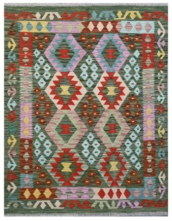 Kelim Afghan Old Style Matta Handvävd 124X155 Afghanistan
