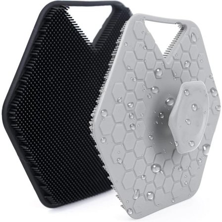 2-delt dusjbørstesett - Myk silikon eksfolieringsbørste - Silikon dusjbørste - Kroppsbørste for dusj - Lett å rengjøre og