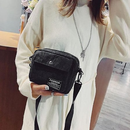 Damernas Mode Canvas En-axlad Messenger Bag, Liten Kvadratisk Väska, Corduroy Väska
