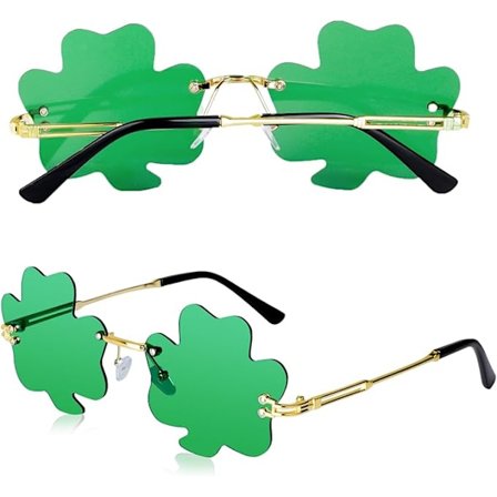 Solglasögon för St. Patricks Day, St. Patrick-tillbehör, grön klöverdesign
