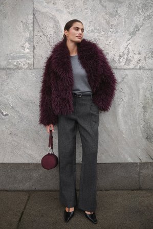 NA-KD Curly Faux Fur Jacket - Jakker & frakker i imiteret pels - Lilla - EU 40