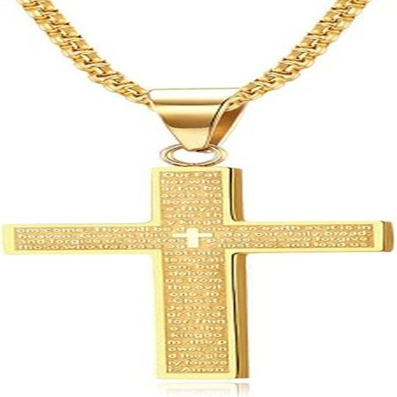 Halsband med Kors i Rostfritt Stål för Män, Korshänge Halsband med Kedja 60cm, Silver/Guld/Svart Halsband, Present till Födelsedag/Jul/Påsk