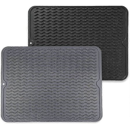 Tørkematte i silikon med rengjøringsbørste - 2 deler Heilwiy av silikon oppvaskavløpspresent