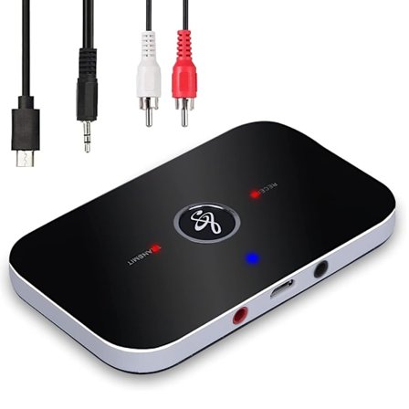 Bluetooth 5.0 Sender Modtager 2-i-1 Ekstra Lydadapter med Ekstra 3,5 mm R/L Kabel til TV/Fly/Højttaler/Bluetooth Hovedtelefoner