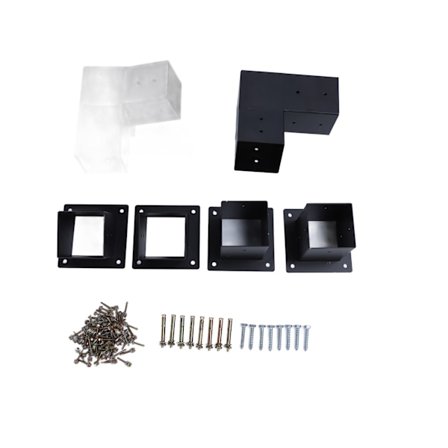 15 Graders 3-veis Skråtak Pergola Brakettsett Legert Stål Pergola Monteringsbrakettsett Svart for 4x4in Trestolper