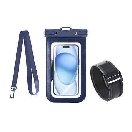 Vanntett sylindrisk smarttelefonveske med snor for 7,2-tommers telefoner